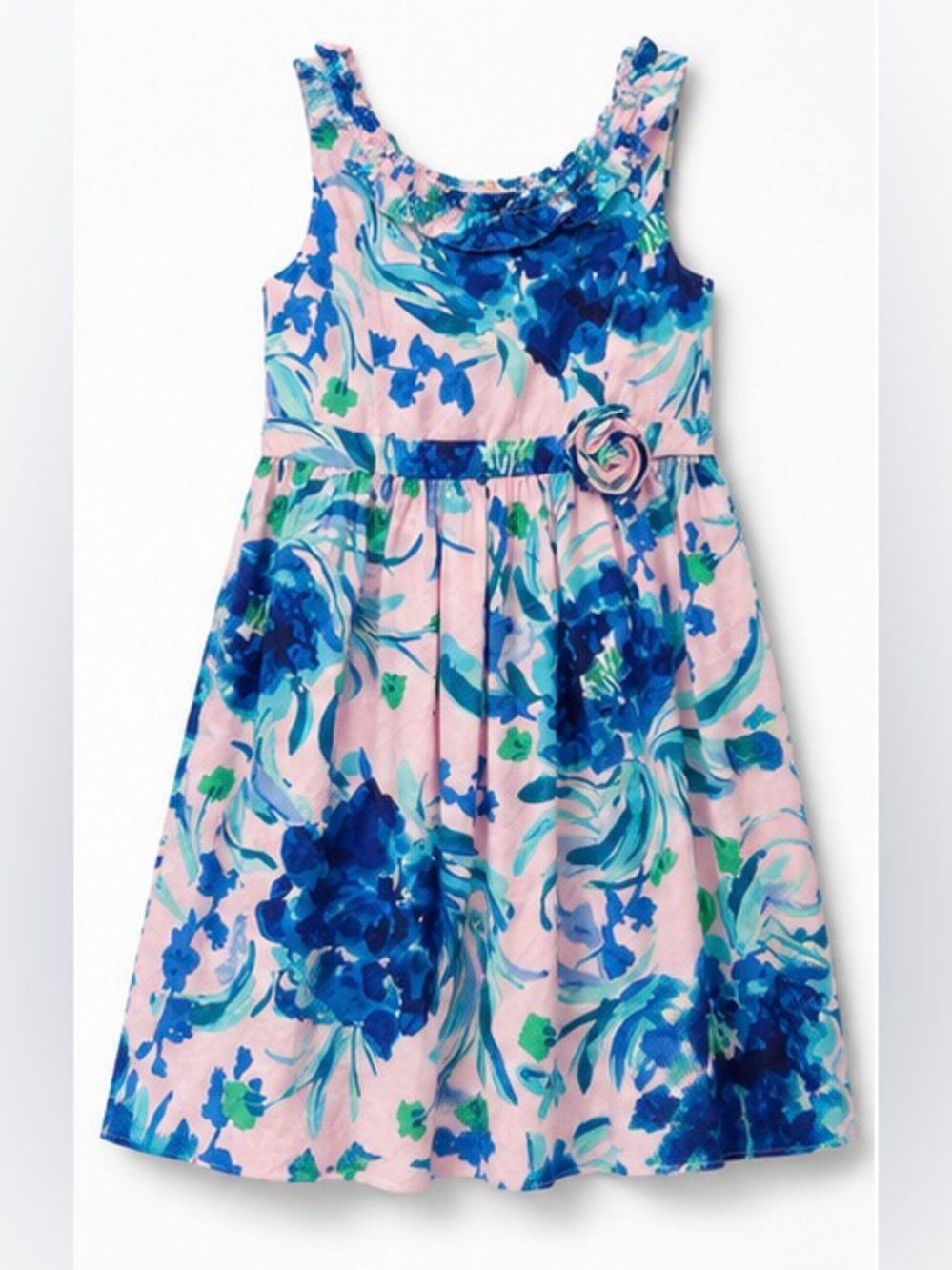 Lilly Pulitzer Georgina Dress Girls Size 10 Pink Tropics Tint Sweet Pea Blue